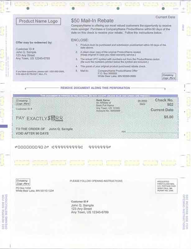 rebate, rebates, rebate check, rebate check processing, rebate processing, check processing, check printing, refund check processing, accounts payable services